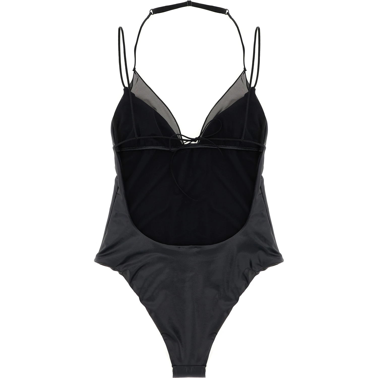 Black Polyester One-Piece Swimsuit