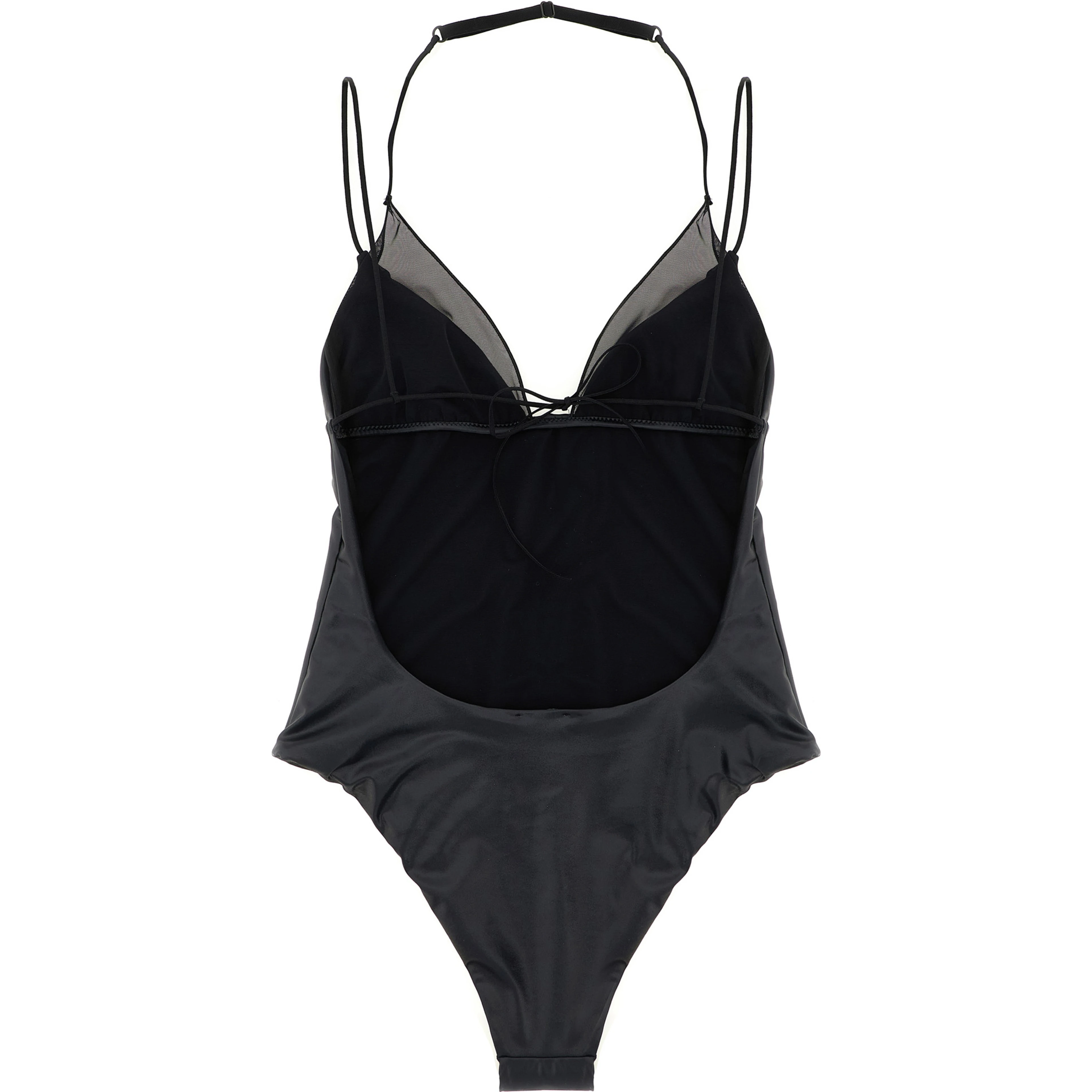 Black Polyester One-Piece Swimsuit