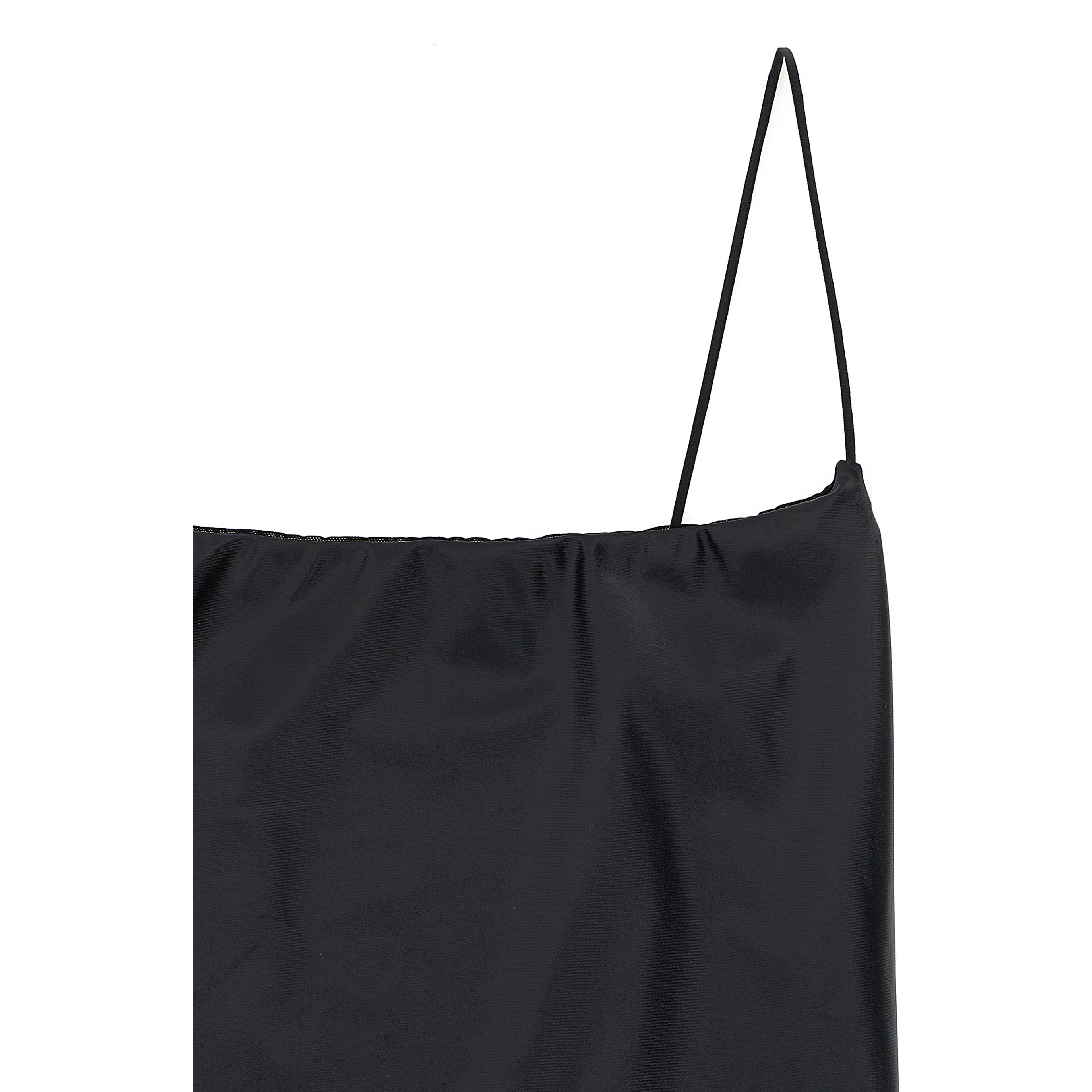 Black Polyester One-Piece Swimsuit