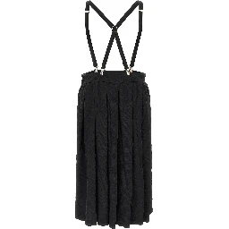 Black Polyester Midi Skirt