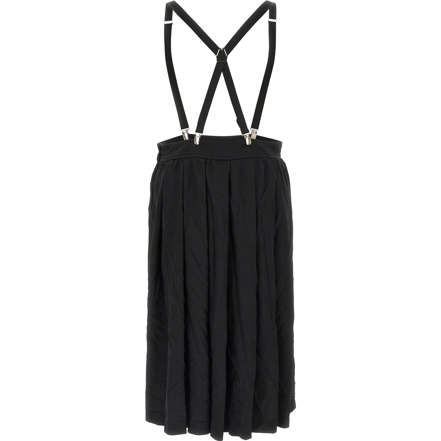 Black Polyester Midi Skirt