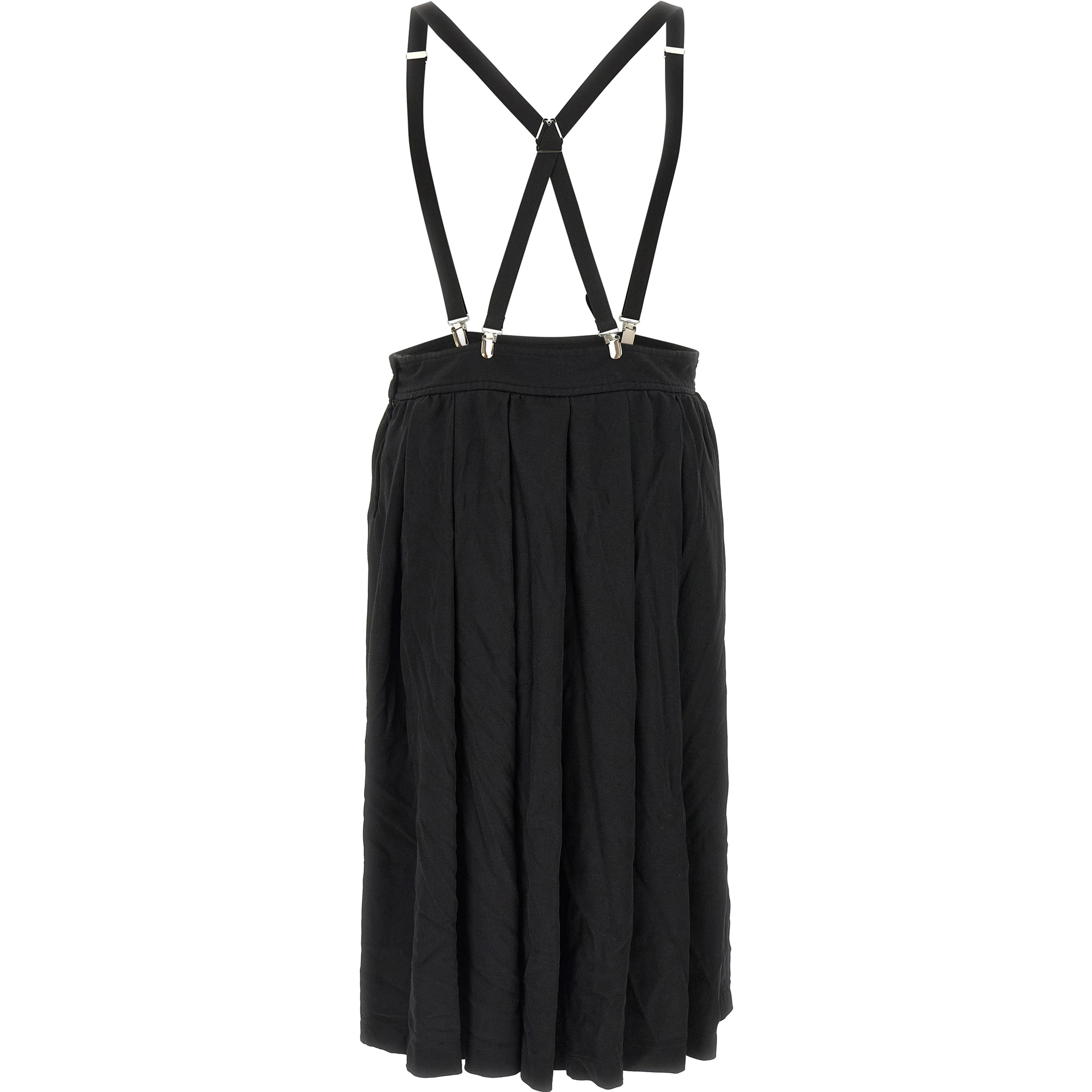 Black Polyester Midi Skirt