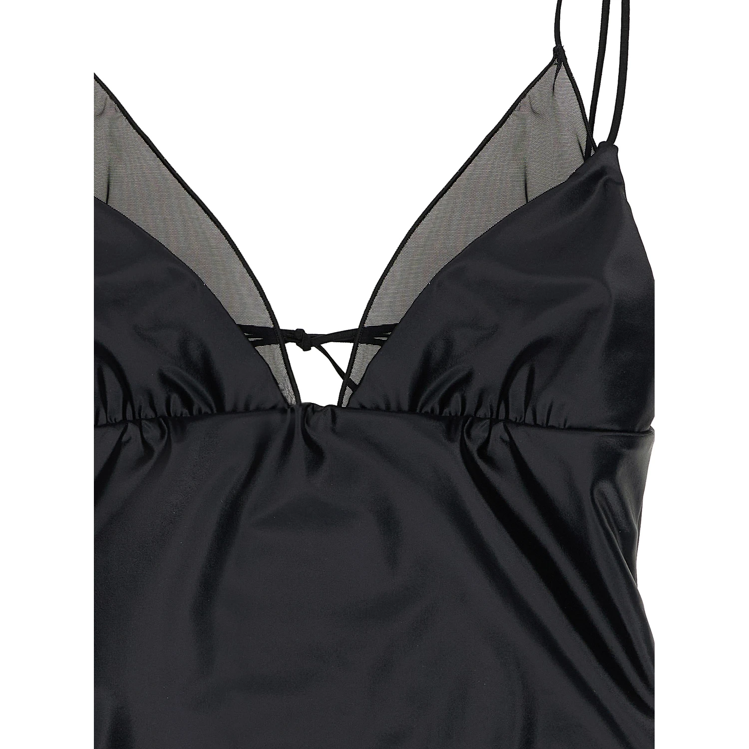 Black Polyester One-Piece Swimsuit
