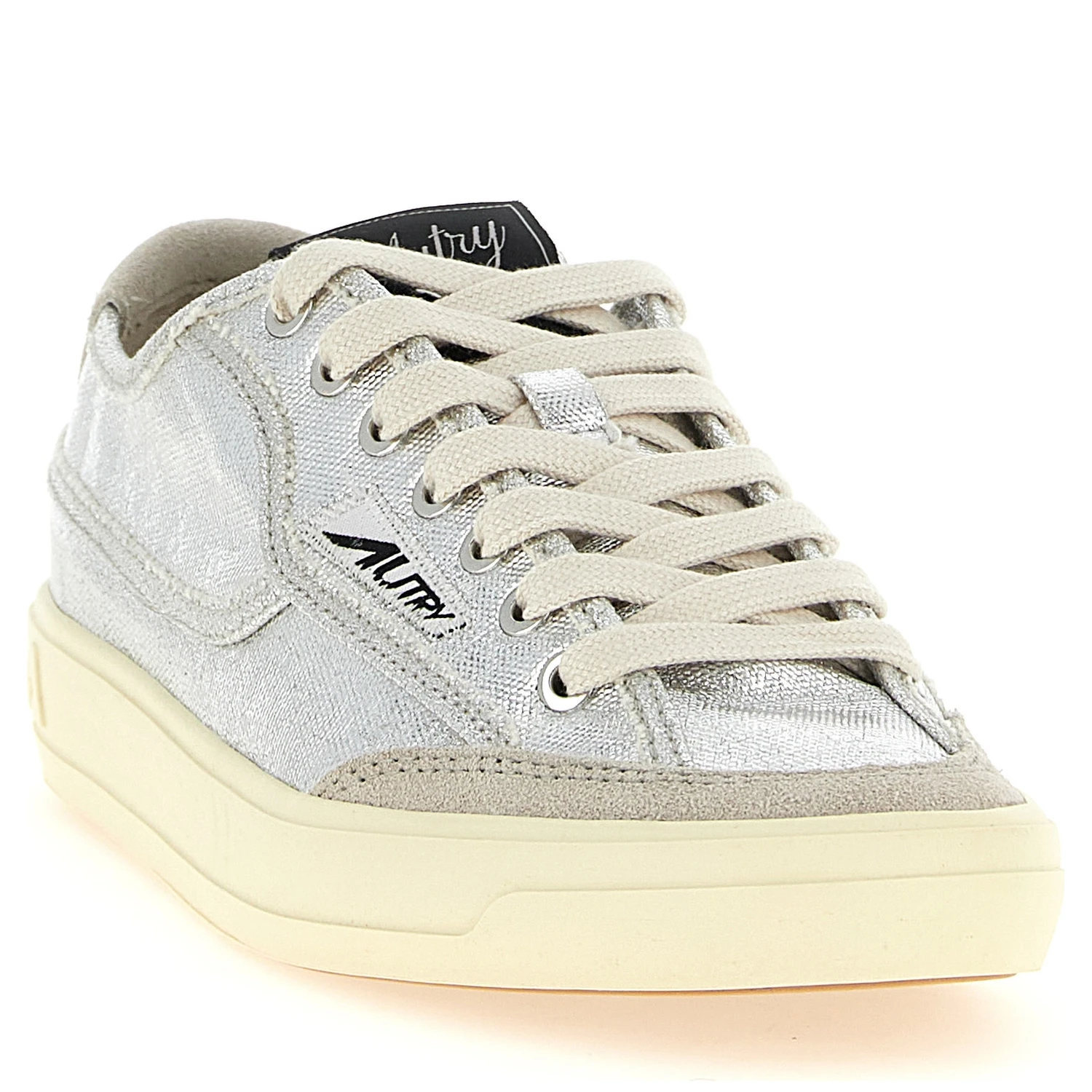 Silver Canvas Low Top Sneakers