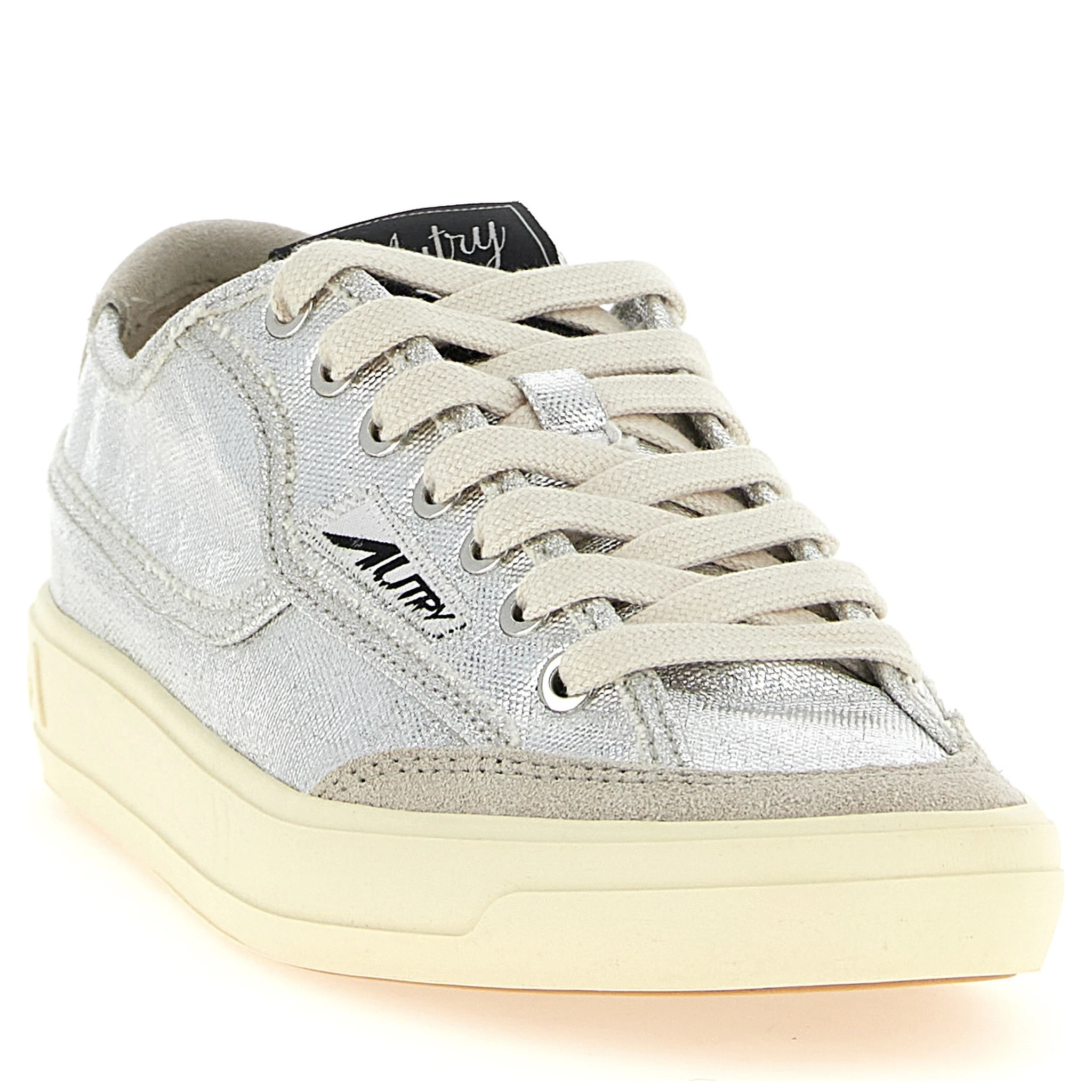 Silver Canvas Low Top Sneakers