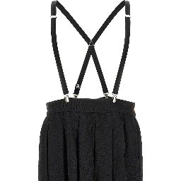 Black Polyester Midi Skirt