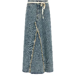 Blue Cotton Mini Skirt