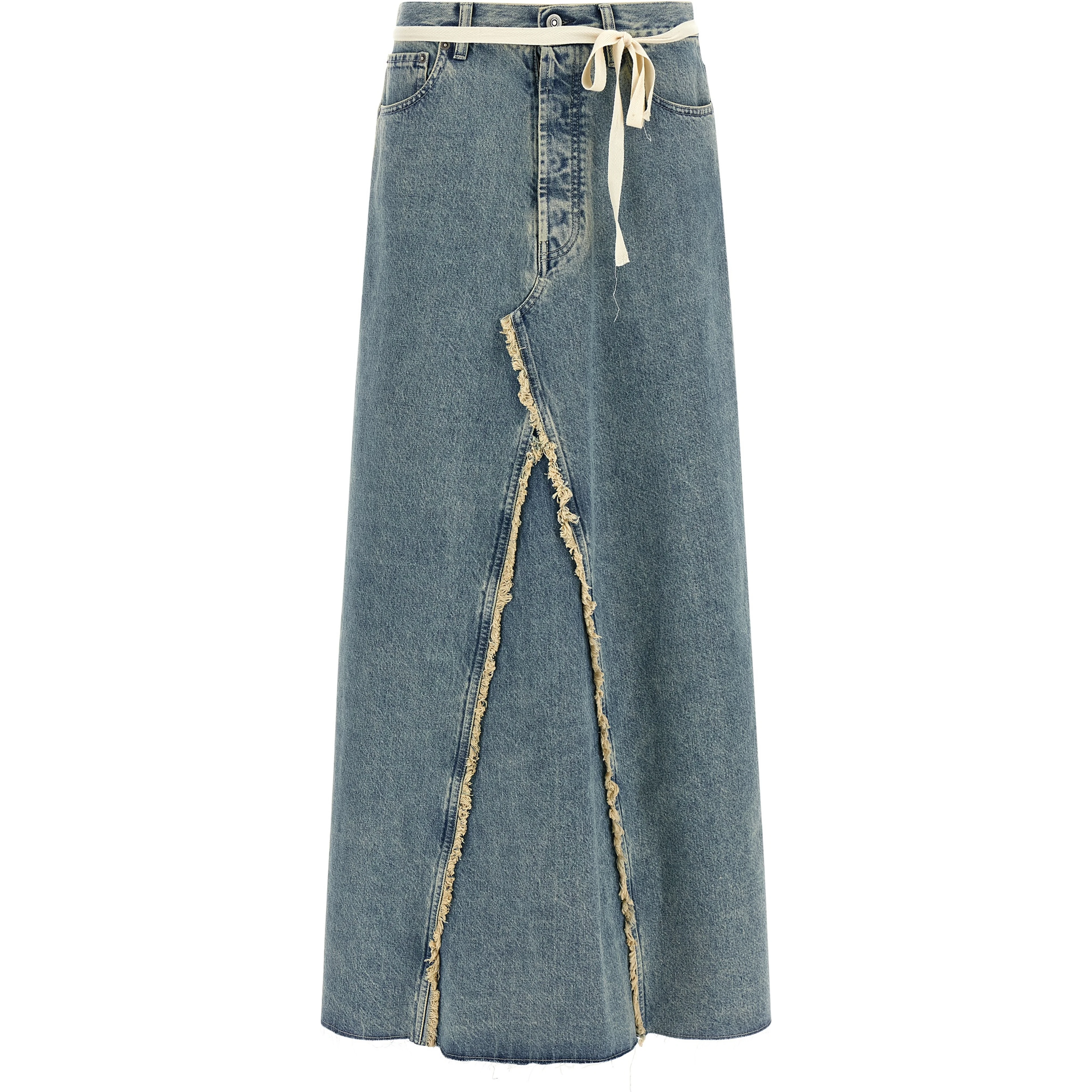 Blue Cotton Mini Skirt
