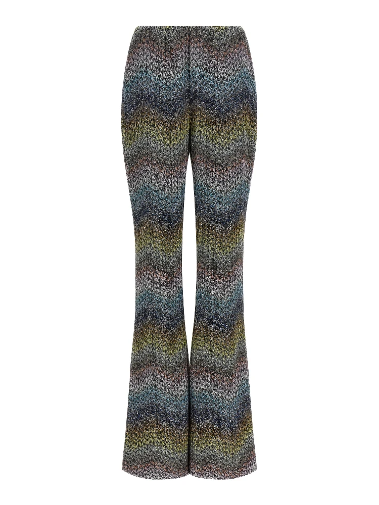 Multicolor Viscose Flared Pants