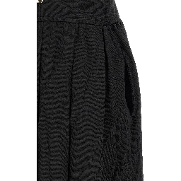Black Polyester Midi Skirt