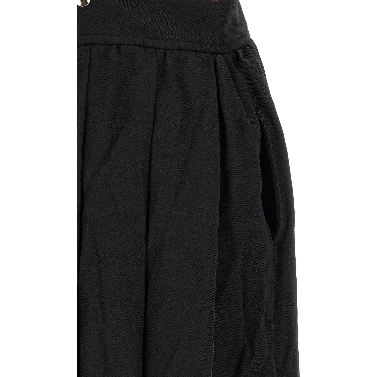 Black Polyester Midi Skirt