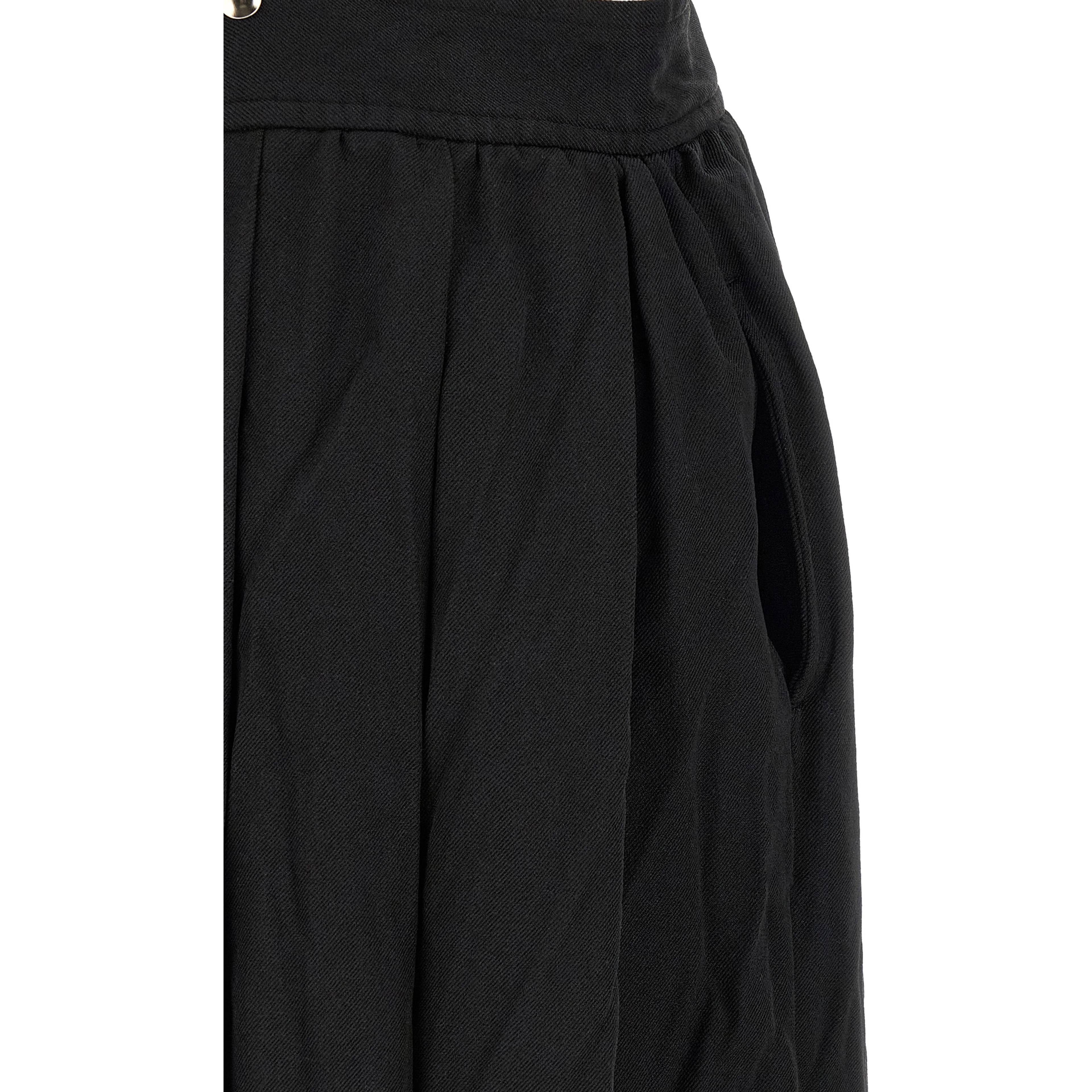 Black Polyester Midi Skirt