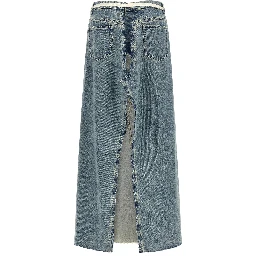Blue Cotton Mini Skirt