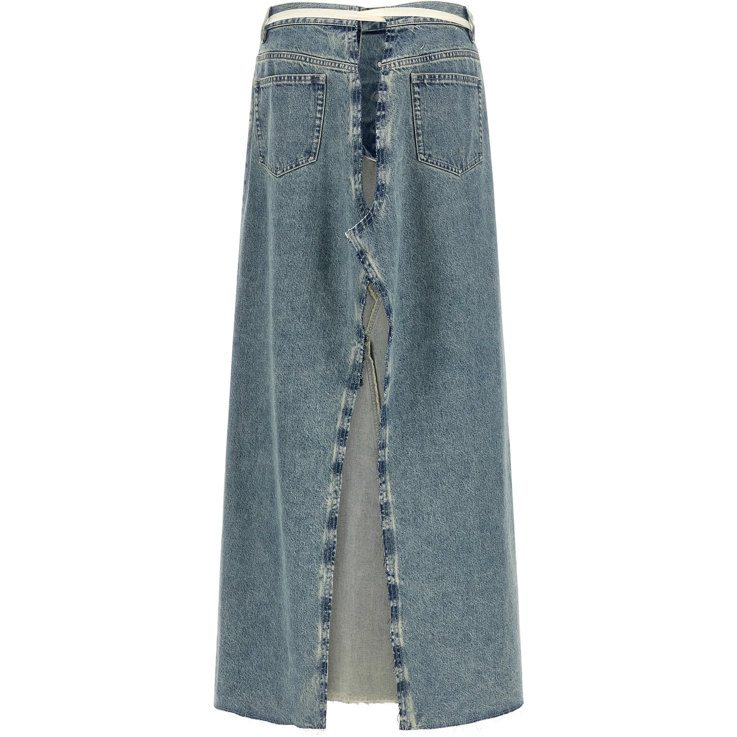 Blue Cotton Mini Skirt