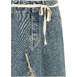 Blue Cotton Mini Skirt