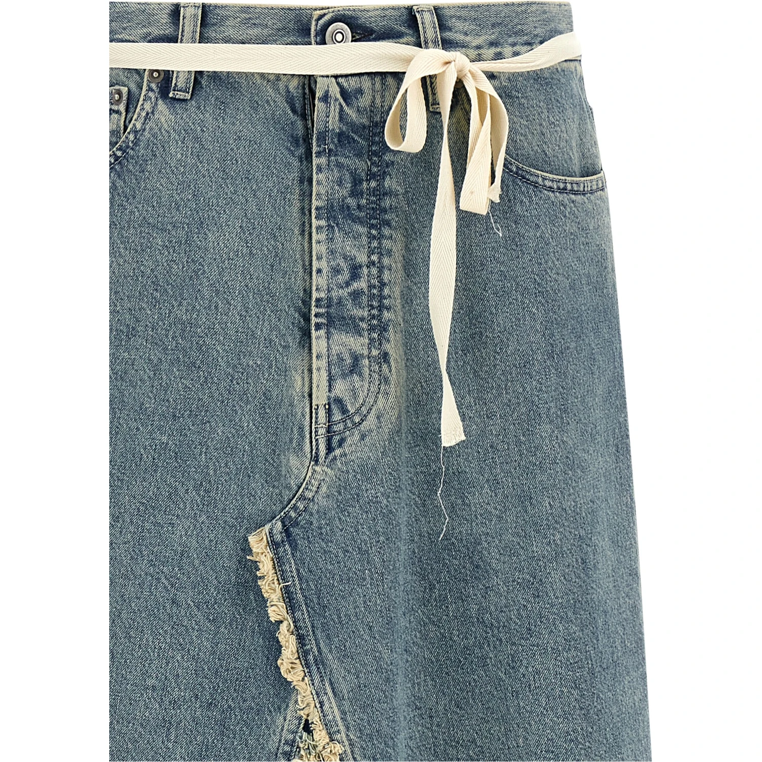 Blue Cotton Mini Skirt