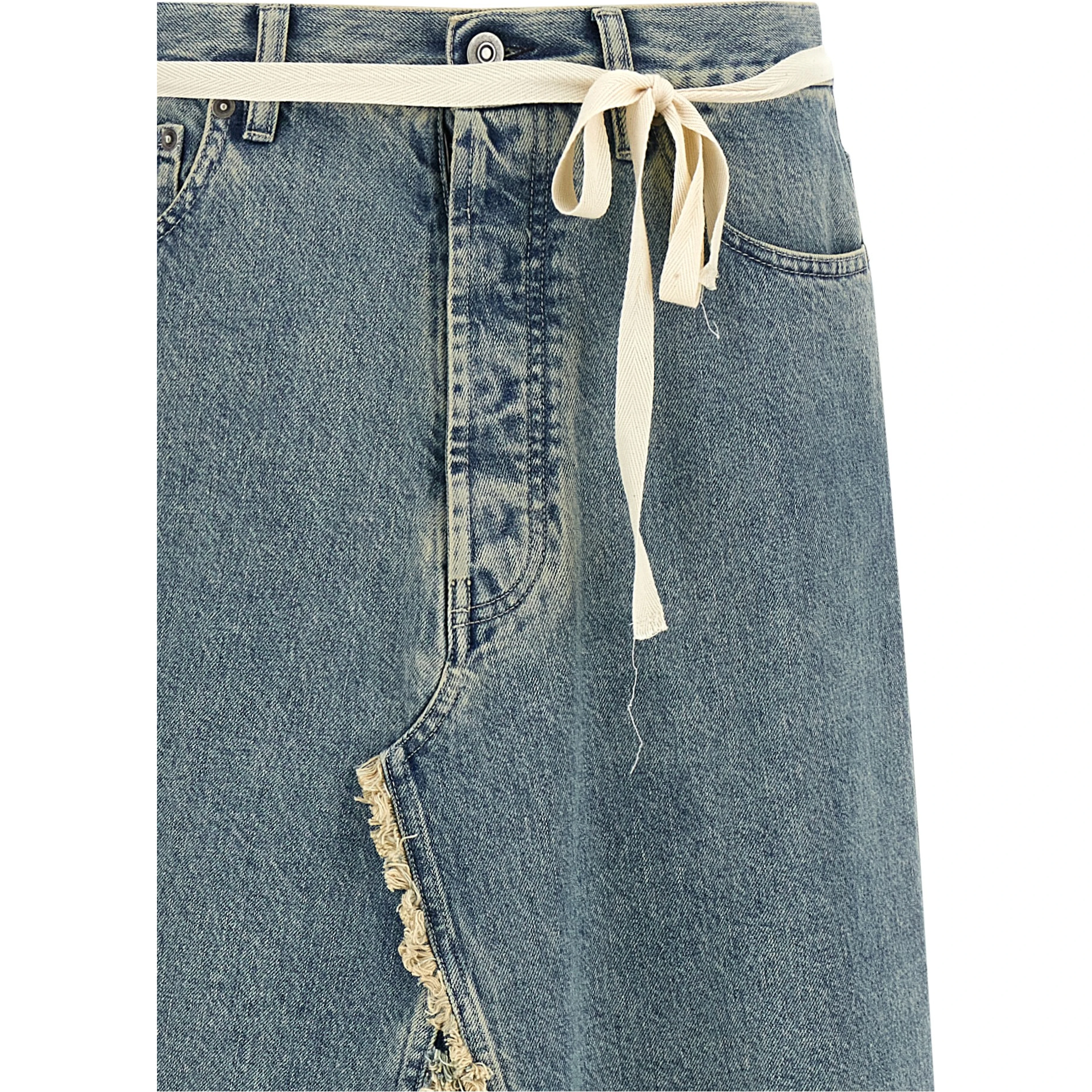 Blue Cotton Mini Skirt