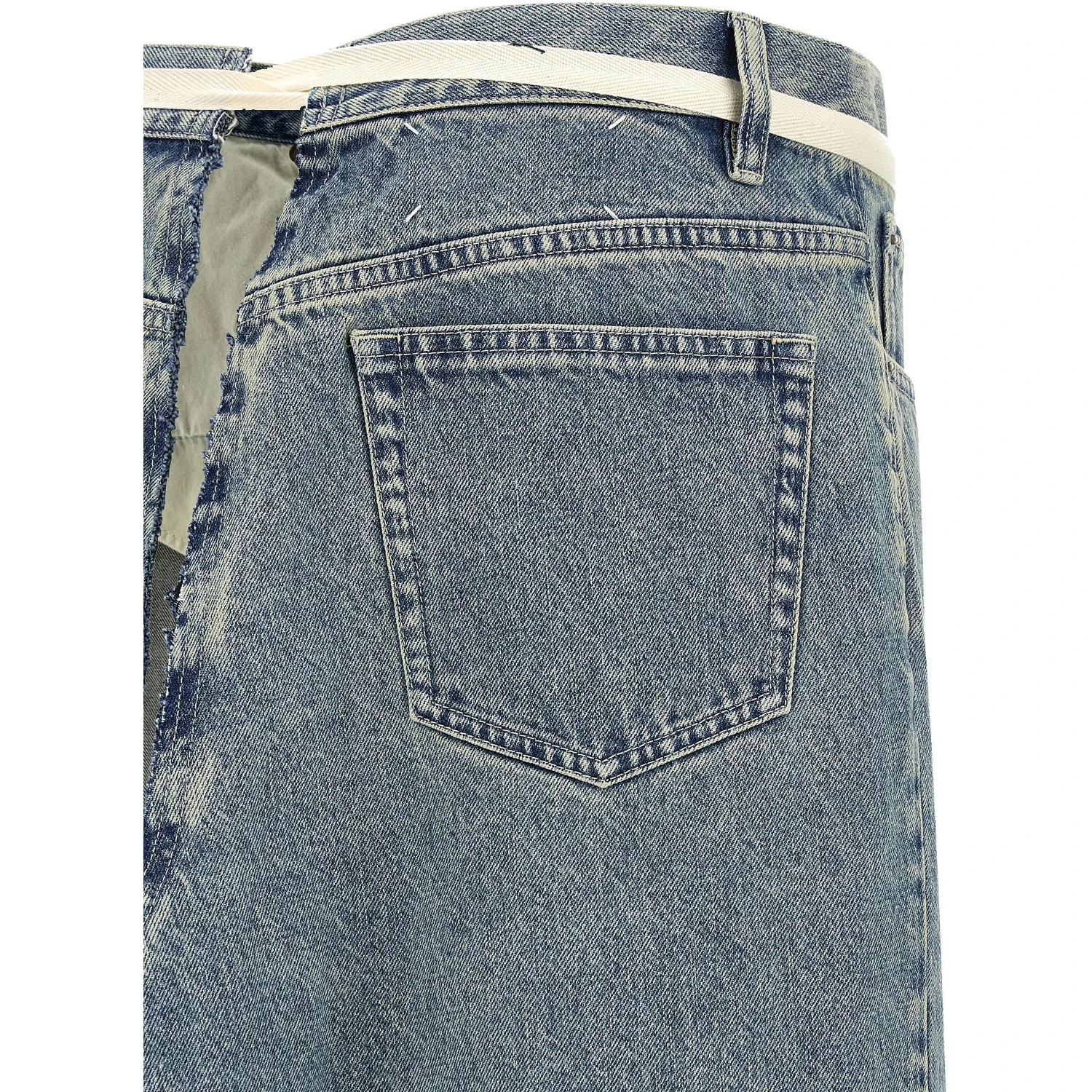Blue Cotton Mini Skirt