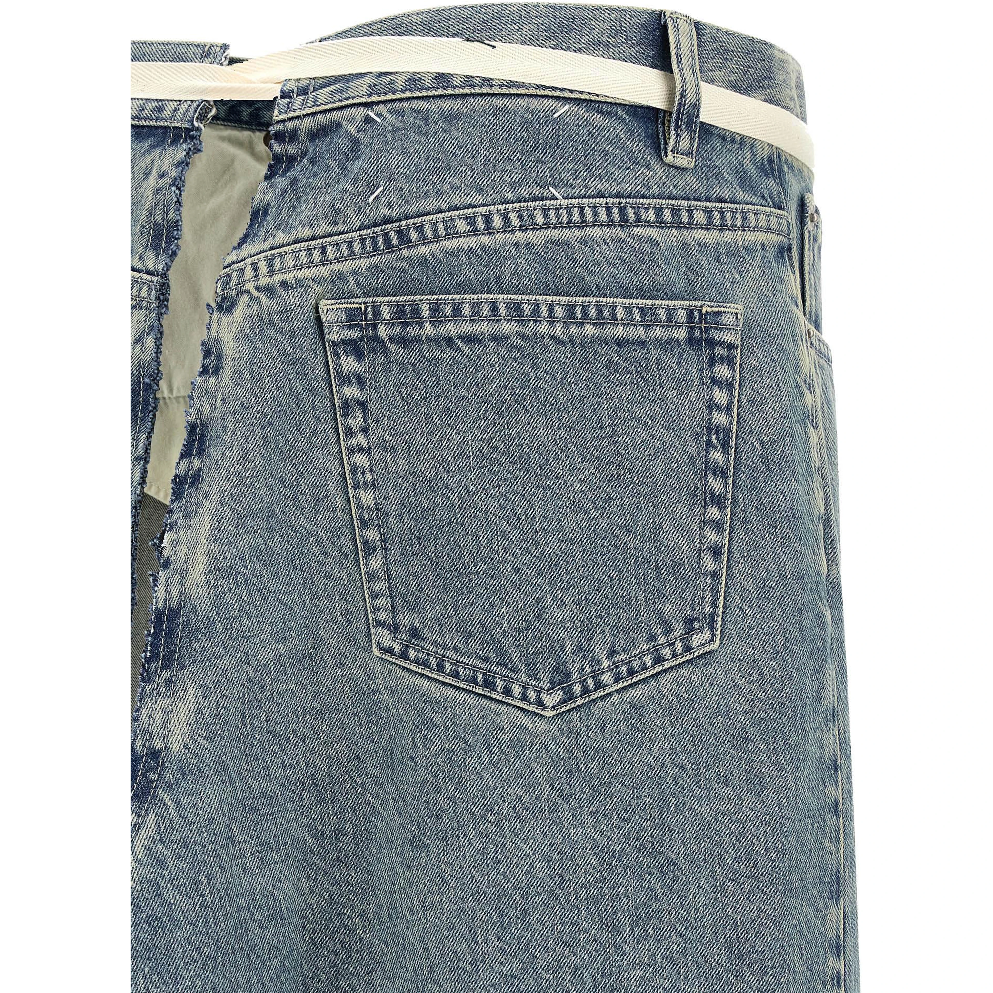 Blue Cotton Mini Skirt