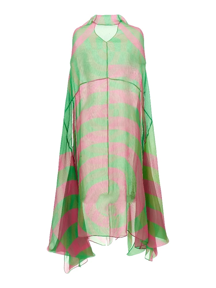 Bicolor Silk Midi Dress