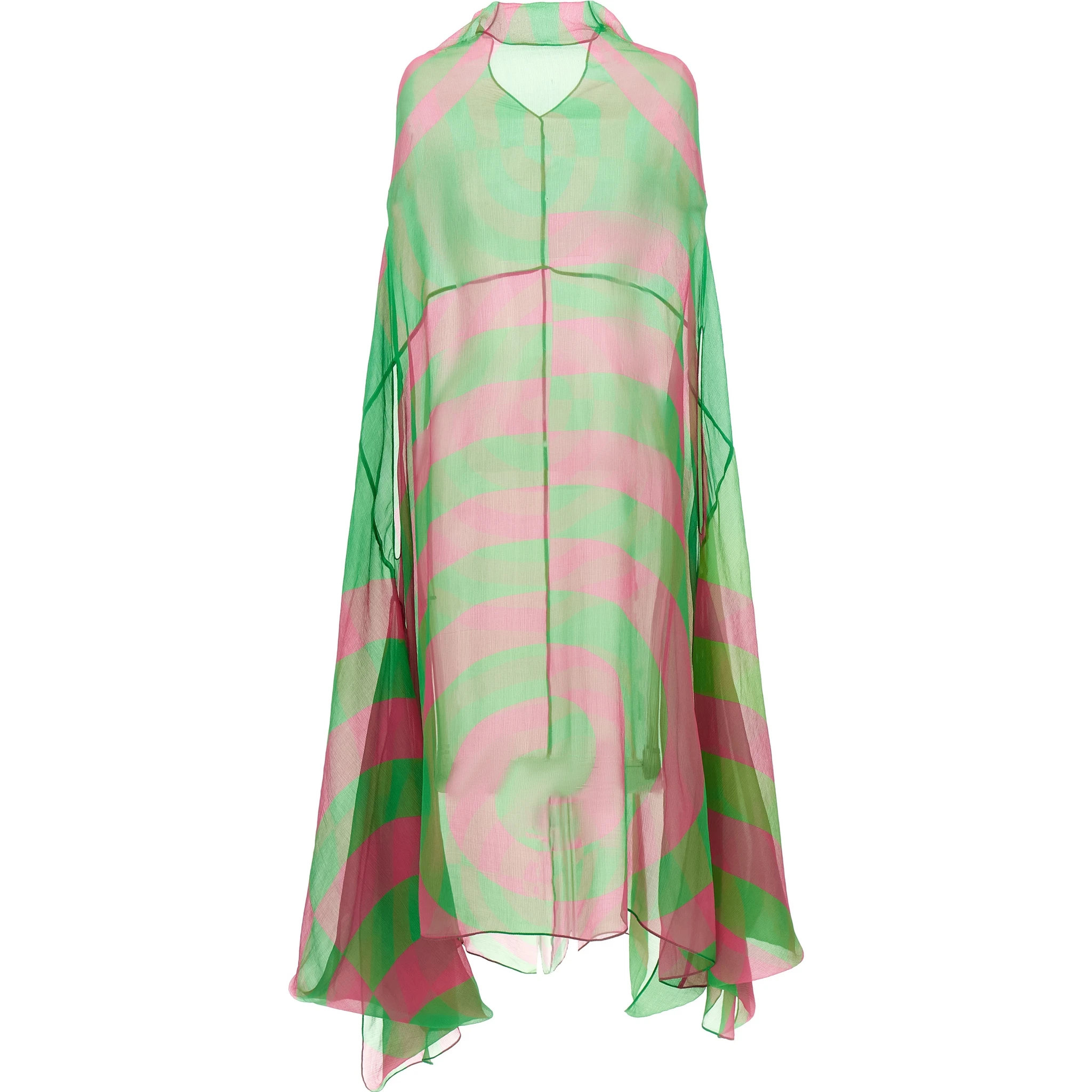 Bicolor Silk Midi Dress