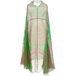 Bicolor Silk Midi Dress