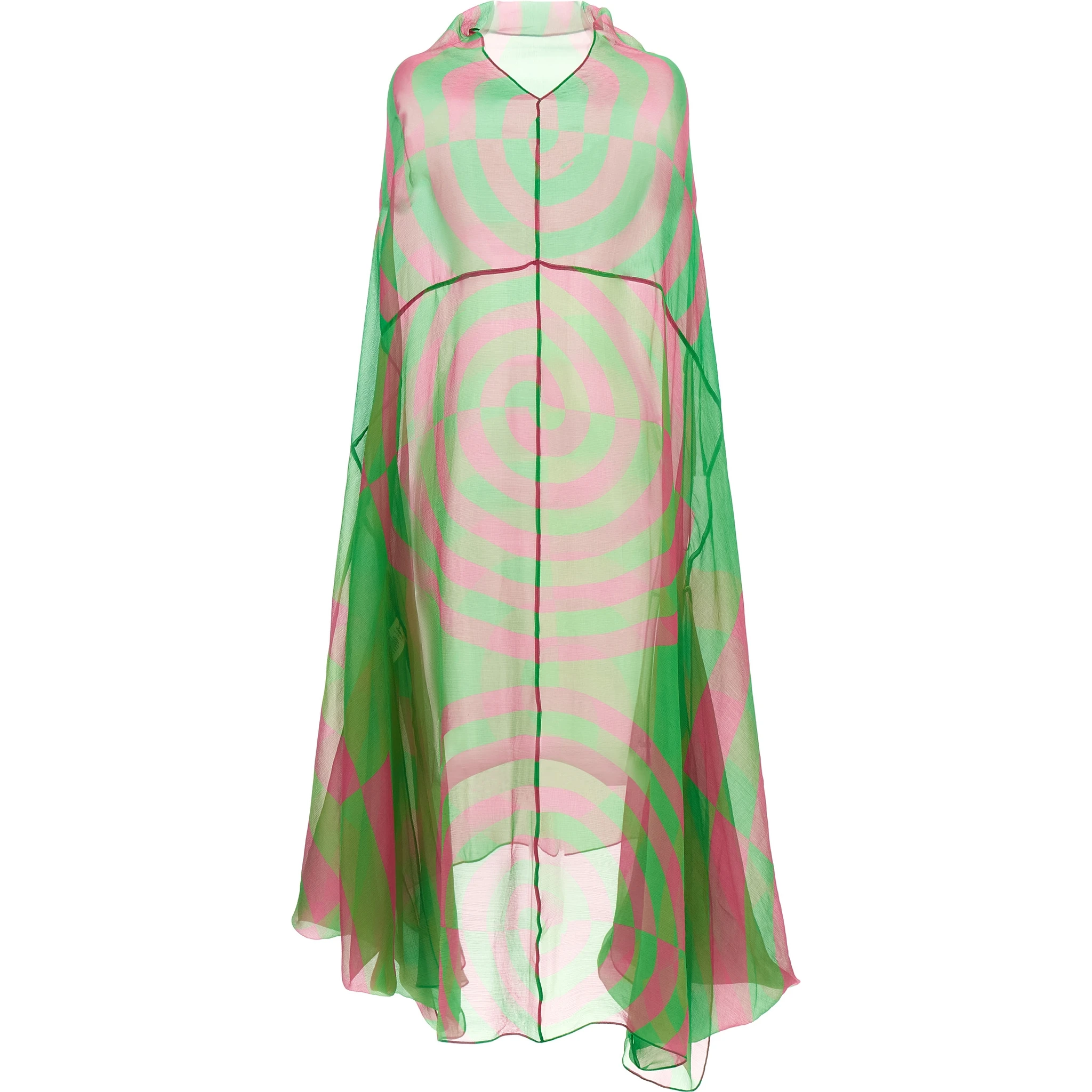 Bicolor Silk Midi Dress
