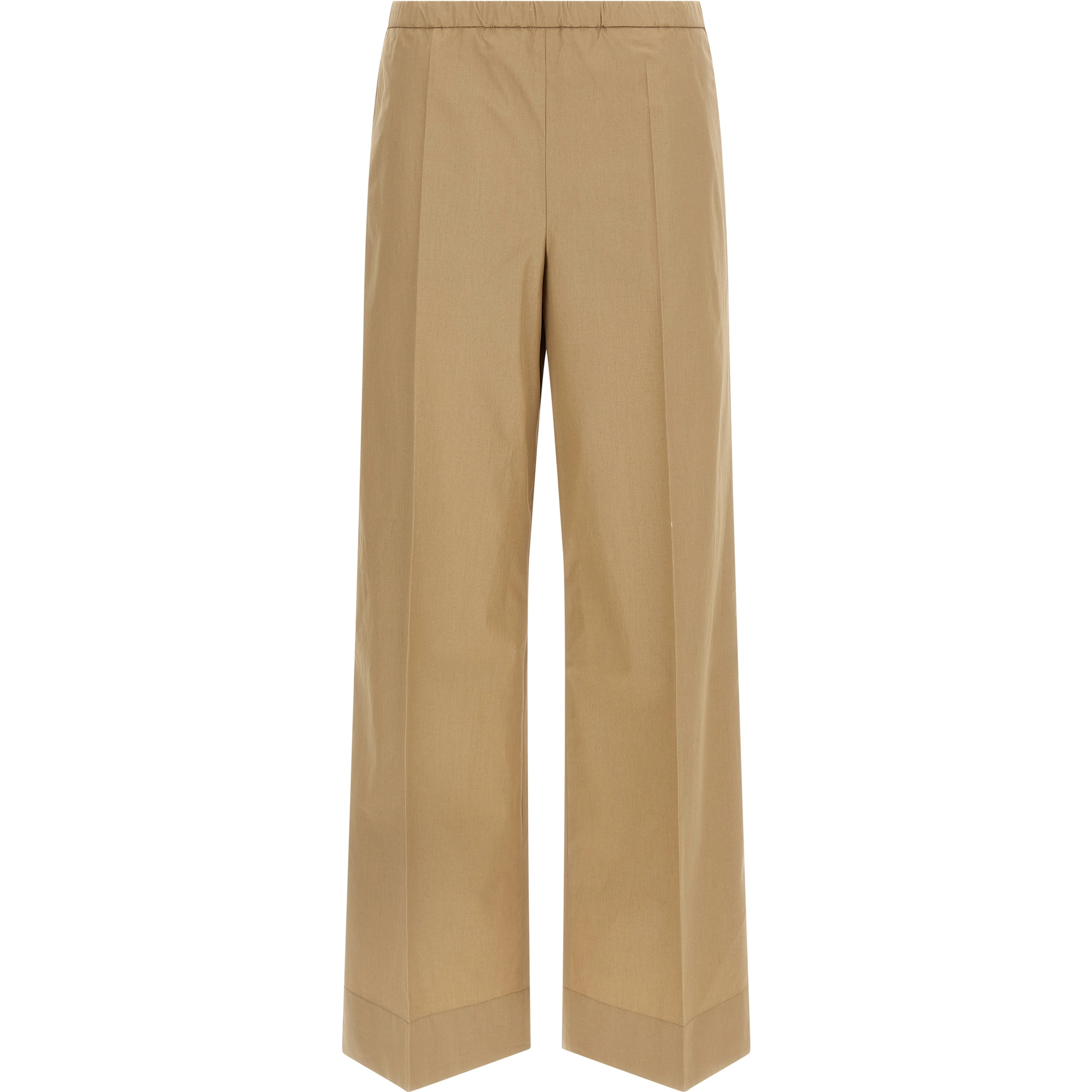Beige Cotton Casual Pants