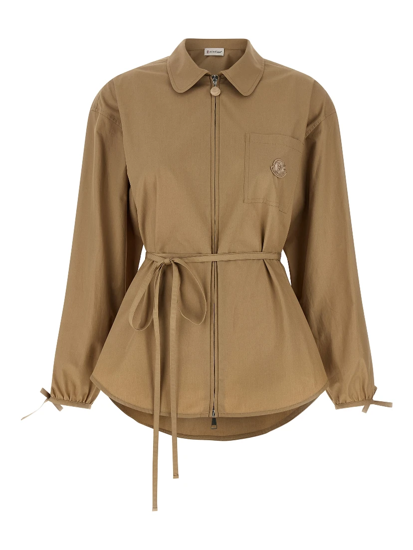 Beige Cotton Full-Length Jacket