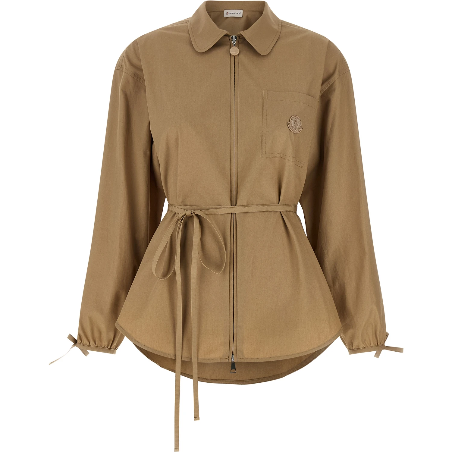 Beige Cotton Full-Length Jacket