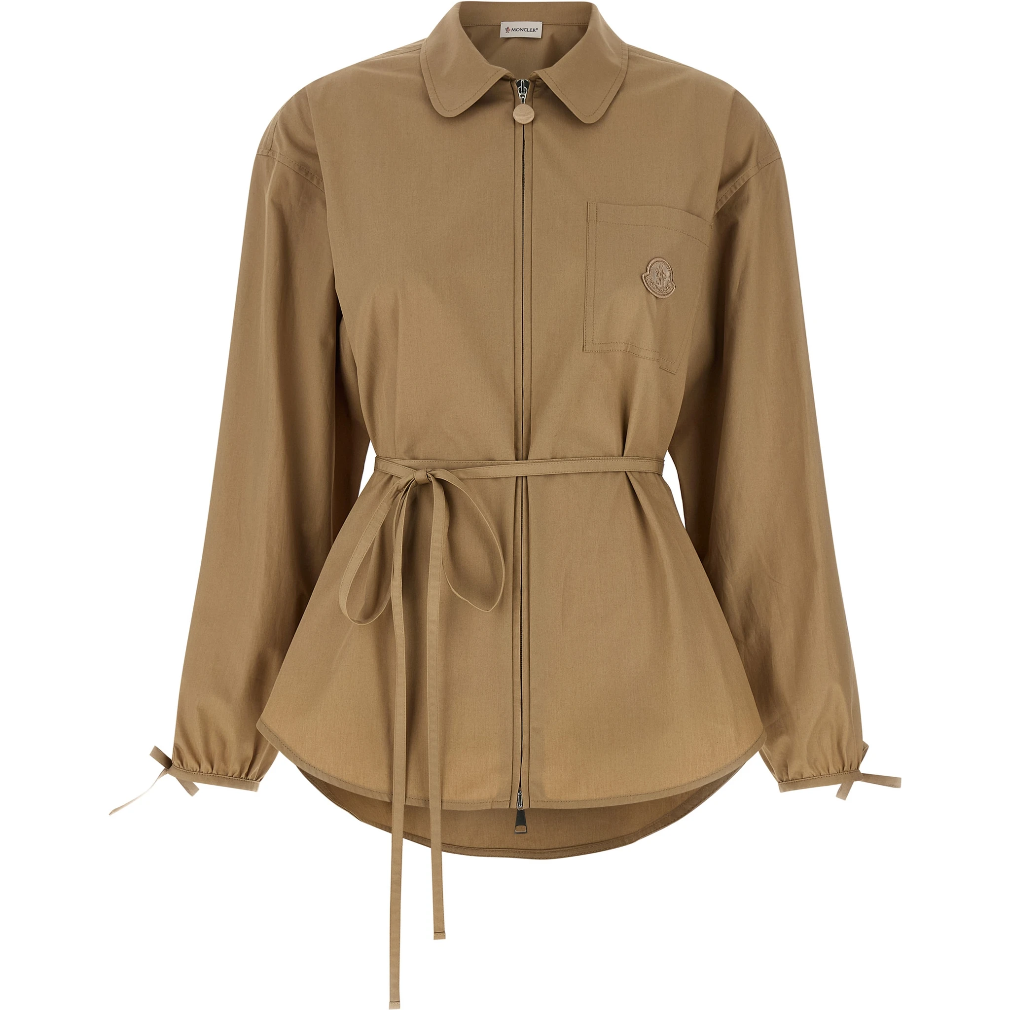 Beige Cotton Full-Length Jacket