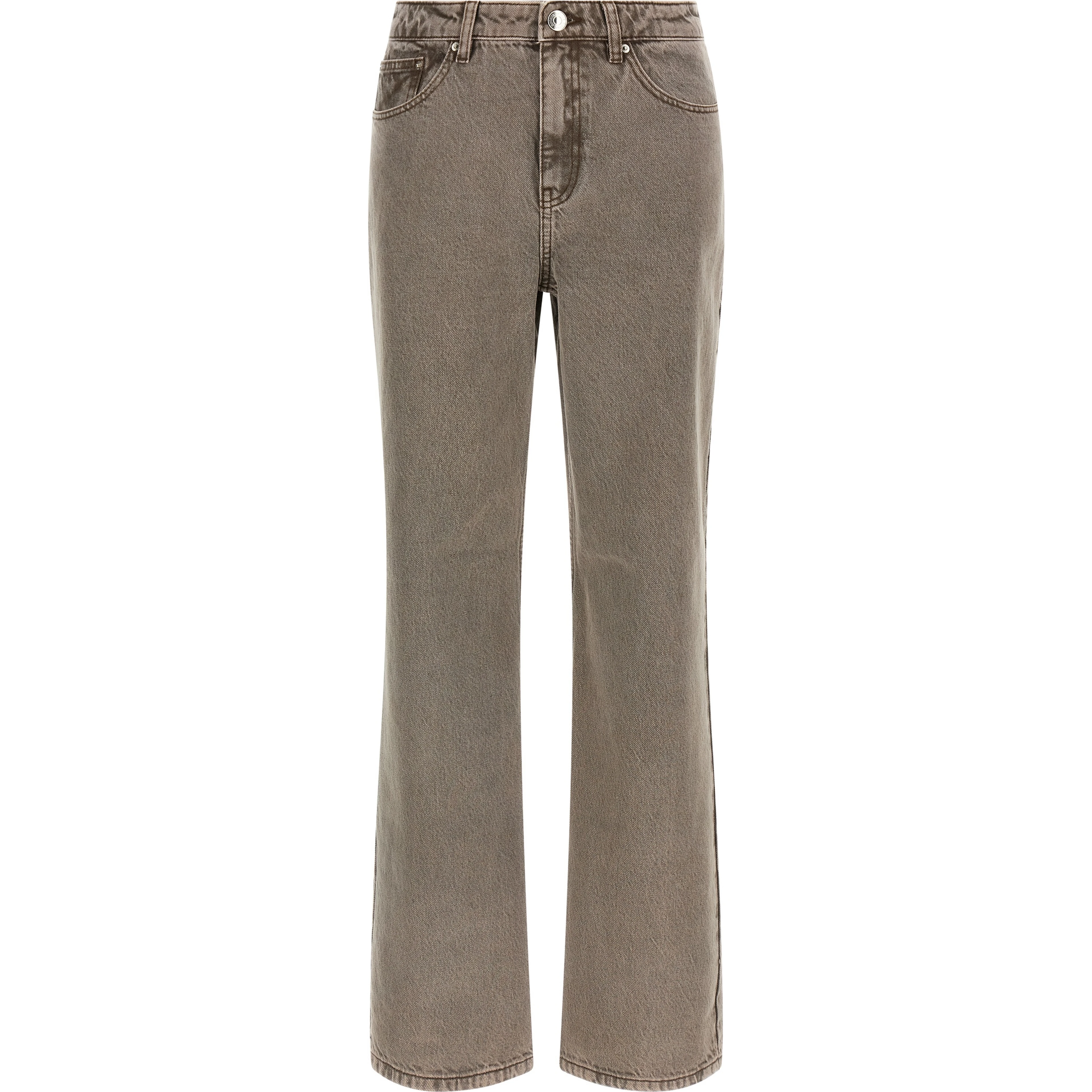 Brown Cotton Straight-Leg Jeans