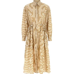 Beige Cotton Midi Dress