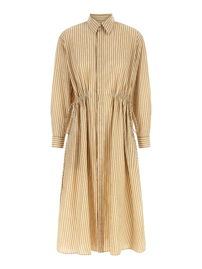 Beige Cotton Midi Dress