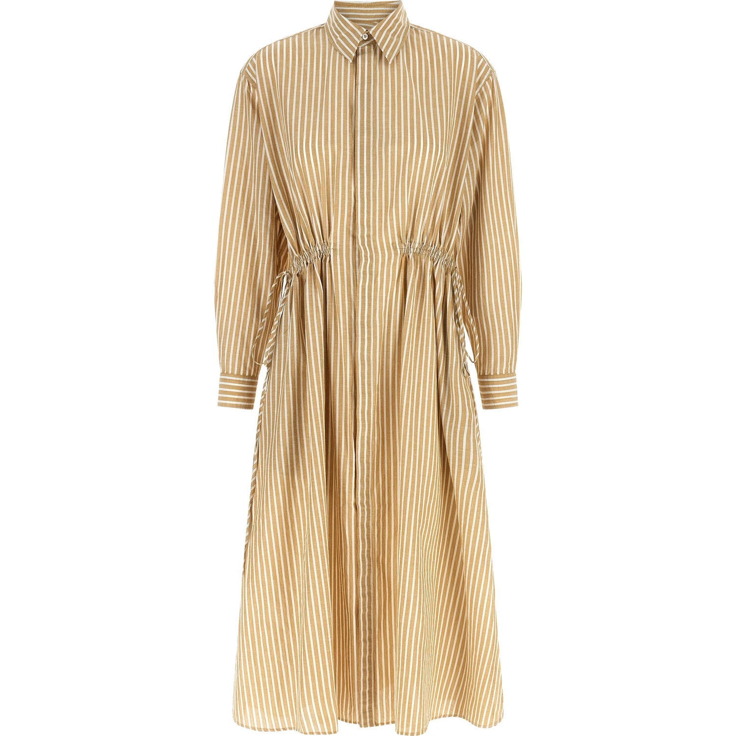 Beige Cotton Midi Dress