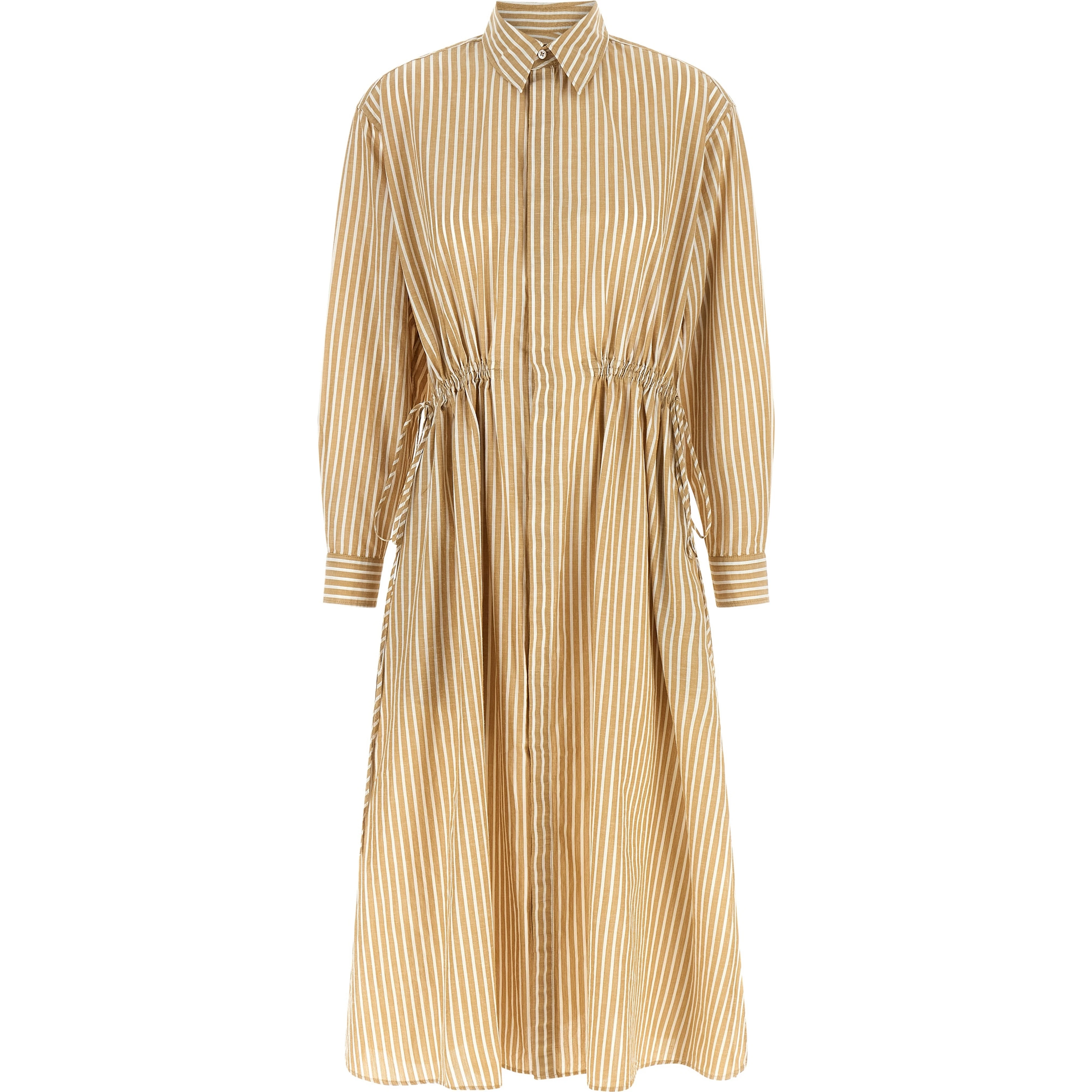Beige Cotton Midi Dress