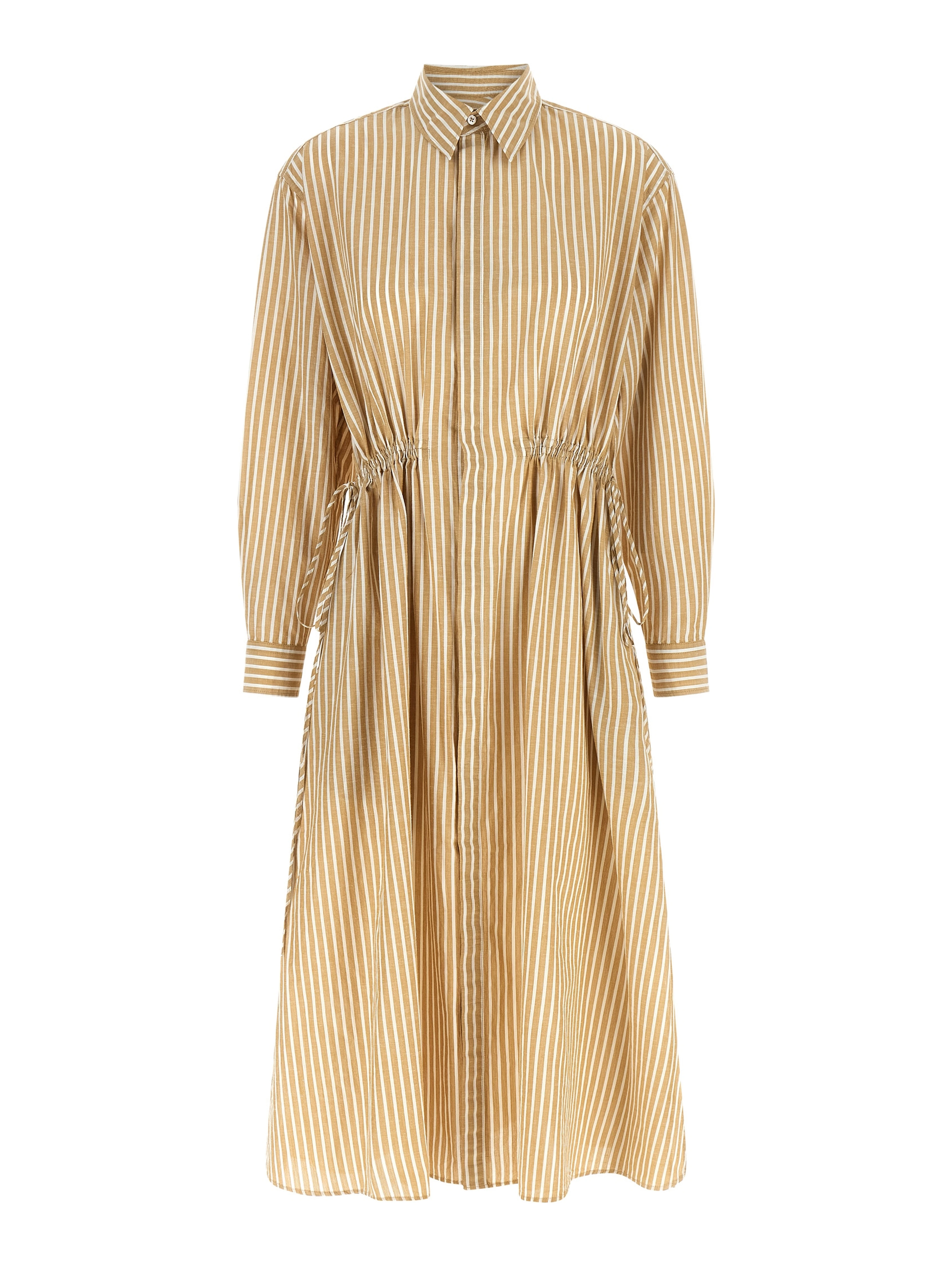Beige Cotton Midi Dress