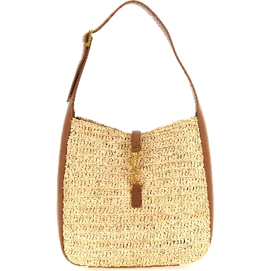 Beige Raffia Shoulder Bag