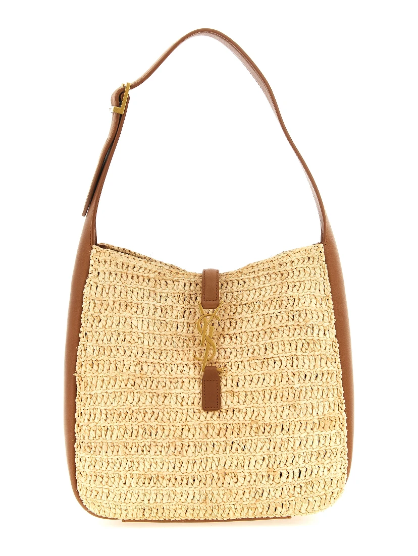 Beige Raffia Shoulder Bag