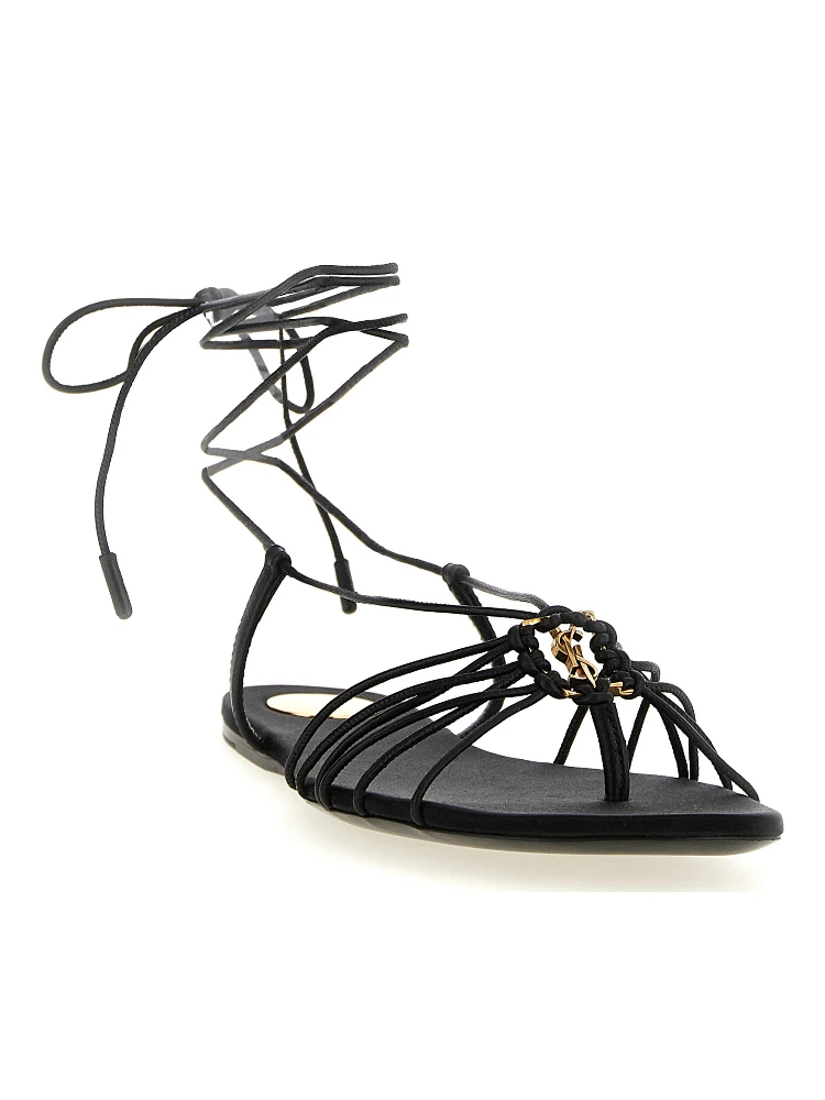 Black Lamb Leather Flat Sandals alternative