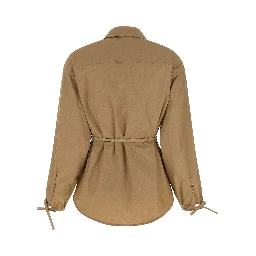Beige Cotton Full-Length Jacket