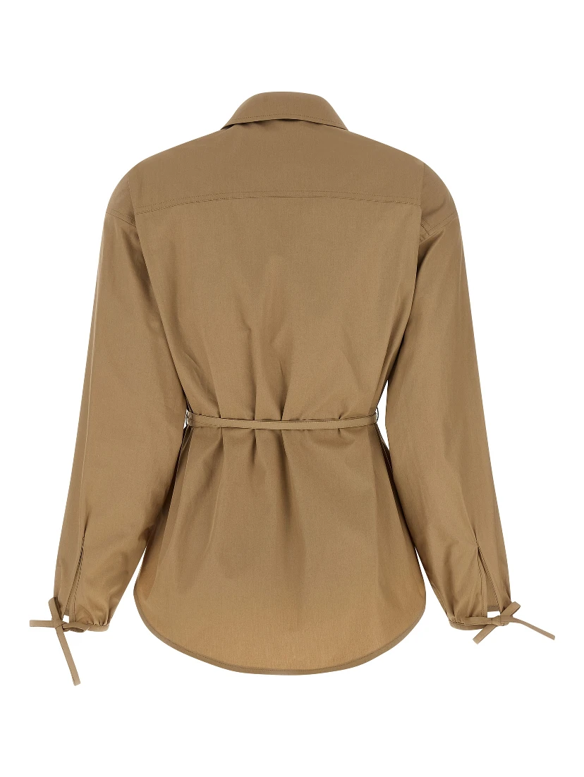 Beige Cotton Full-Length Jacket
