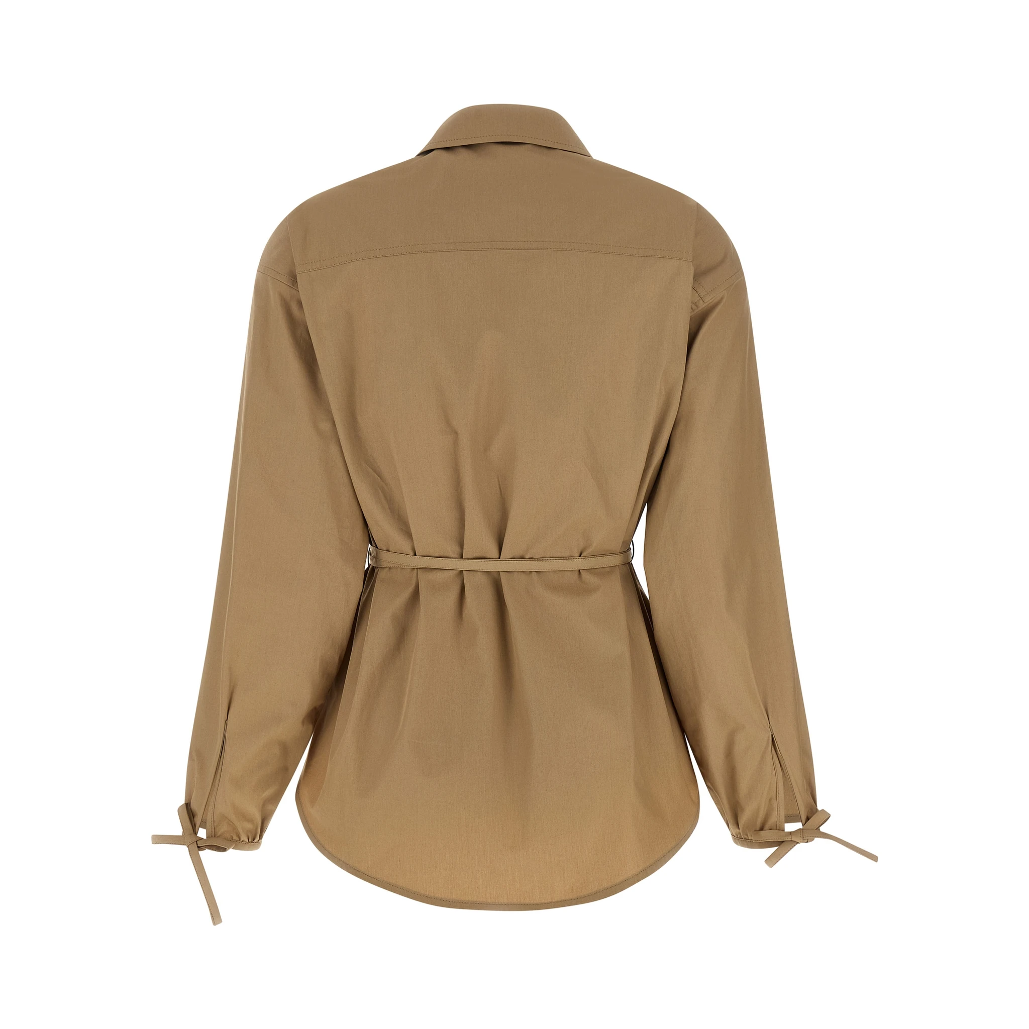 Beige Cotton Full-Length Jacket