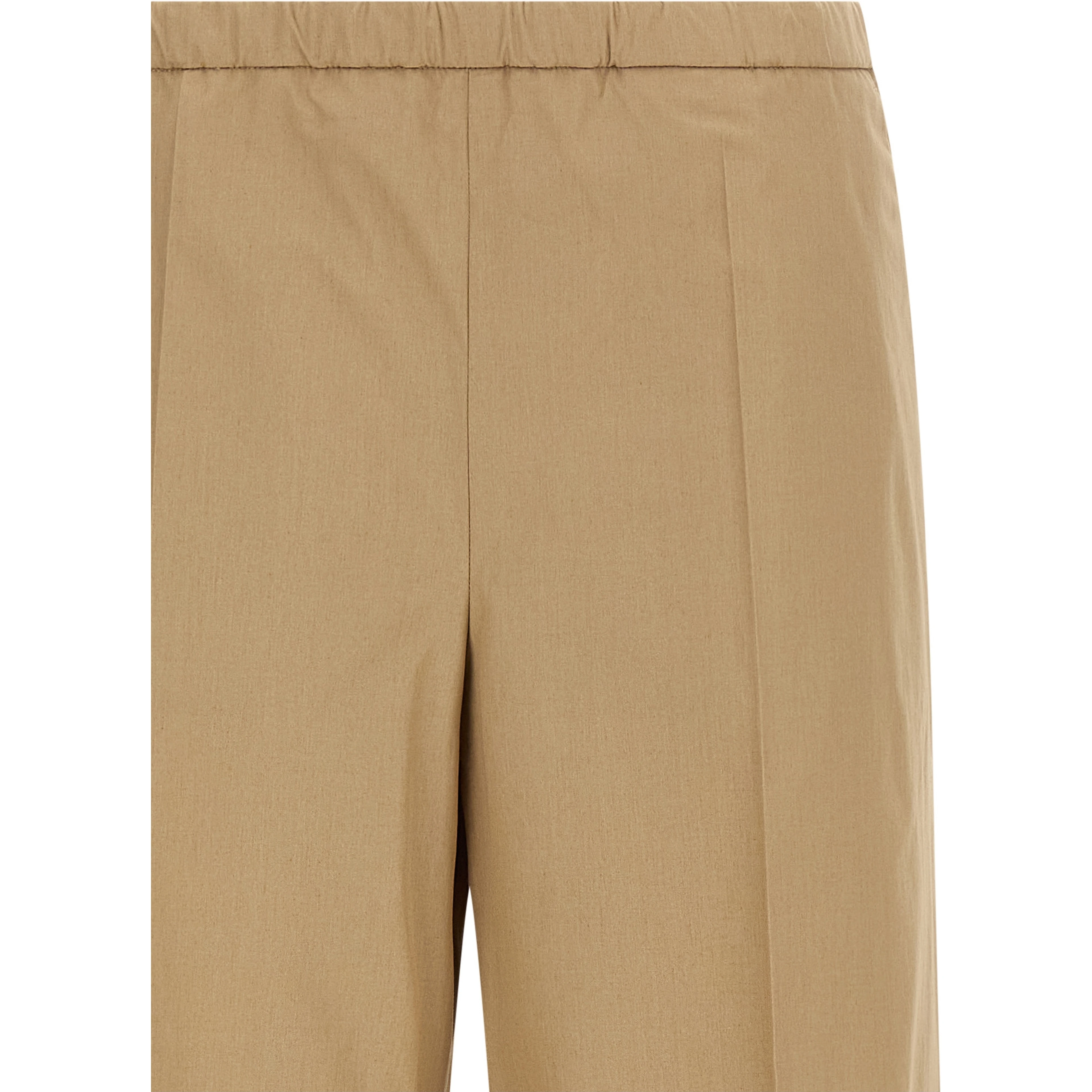 Beige Cotton Casual Pants