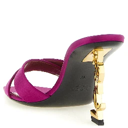 Fuchsia Viscose Stiletto Heel Sandals