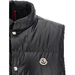 Blue Polyester Sleeveless Jacket