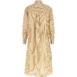 Beige Cotton Midi Dress