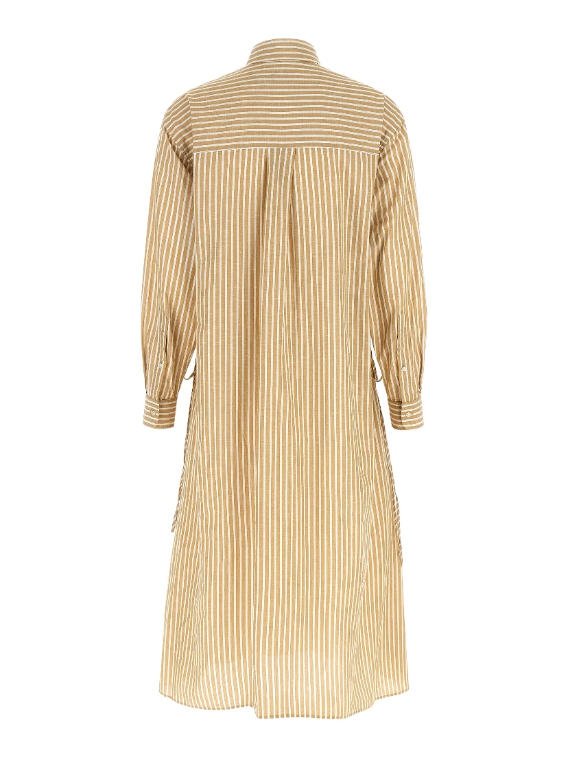 Beige Cotton Midi Dress