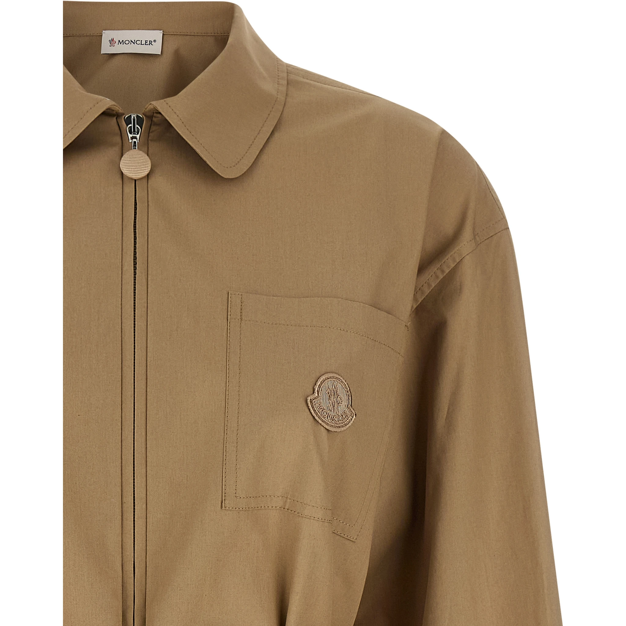Beige Cotton Full-Length Jacket