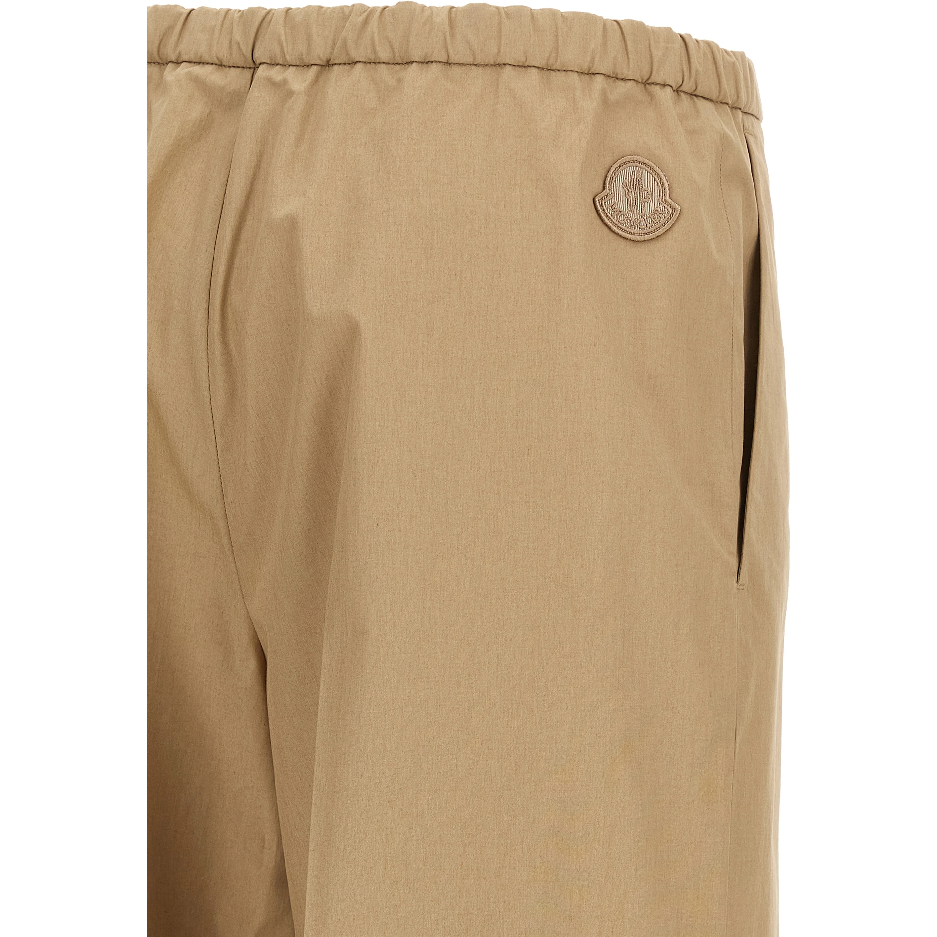 Beige Cotton Casual Pants